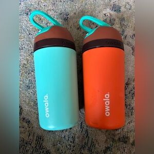 2 - Owala - Insulated 14 oz Water Bottles - Aqua & Orange - NO Straws Included